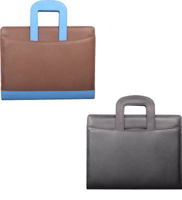 

COI leatherite brown/blue and black file folder and resume folder for documents and certificate for office executive folder and interview document file and folders for students with Free writing pad and pen ( set of 2 )(Set Of 2, Black, Blue, Brown)