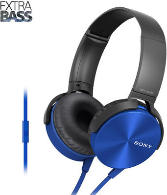Sony XB450 Wired Headset with Mic(Blue, On the Ear)