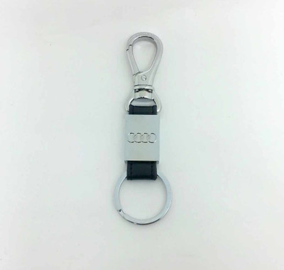 

eShop24x7 AUDI Combo Leather & Steel Imported Chome Plated Locking Carabiner Car Logo keyring fob Key Chain
