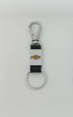 

eShop24x7 CHEVROLET Combo Leather & Steel Imported Chome Plated Locking Carabiner Car Logo keyring fob Key Chain