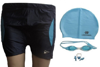 

Syndicate Sports Swimming Goggles, Silicone Cap with Mens Swim Shorts Swimming Kit