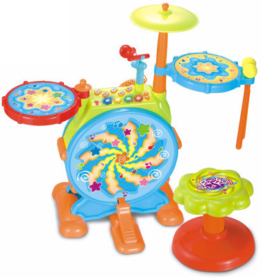 

GoAppuGo Multifunctional Electronic drum set with microphone and stool - baby birthday gift for 1 2 3 year old boy girl(Multicolor)