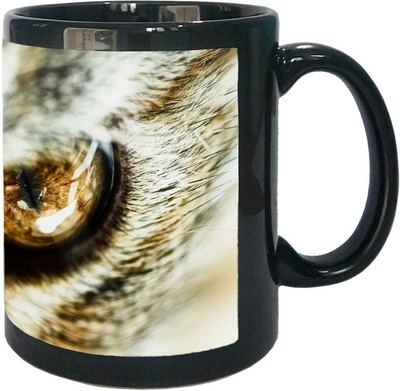

Arkist cat eye close up Black Ceramic Mug(340 ml), Multicolor