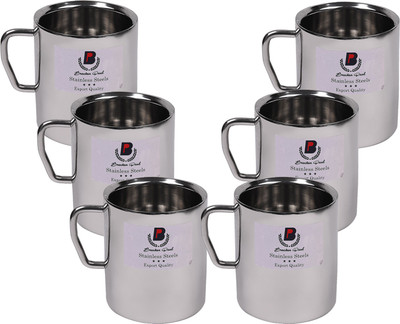 

Brecken Paul 6 pieces Set of Stainless Steel Mug(150 ml, Pack of 6), Grey