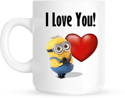 

PIXART I Love You Minion Ceramic Mug(250 ml), White