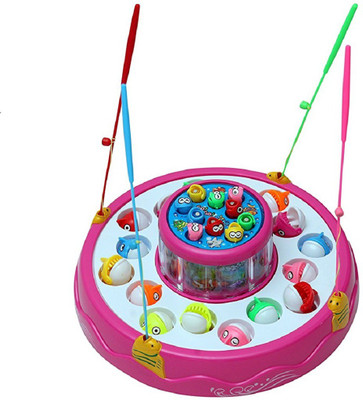 

HALO NATION Colorful Magnetic Fishing Game Toy with 2 Rotating Ponds with Music & Light for Kids Boys and Girls - Learn to Fish(Multicolor)