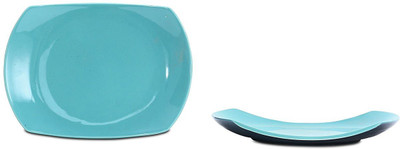 

caffeine Snack Plate 7IN Ceramic/Stoneware in Skyblue and Black Glossy Handmade Dinner Plates(Pack of 2)