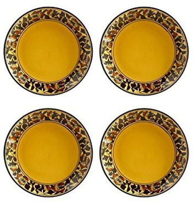 

caffeine Quarter Plate 7 Inch Ceramic/Stoneware in Brown Sehra Handmade set of 4 Dinner Plates(Pack of 4)