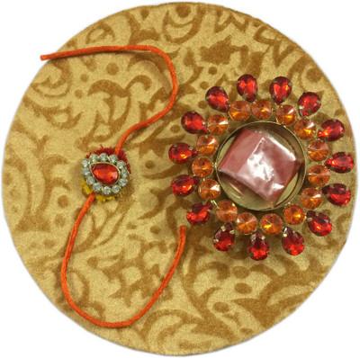 

loopsnknots Golden Velvet Velvet Pooja Thali (pl16028) Wooden, Polyester(Gold)