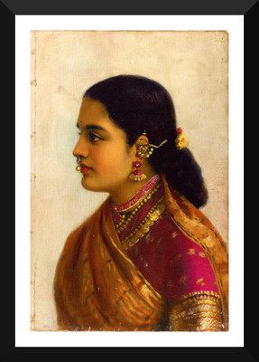 

Portrait Of A Young Woman in Russet And Crimson Sari - Portrait Collection - Small Size Premium Quality Ready To Hang Framed Paper Print(12 inch X 8 inch)