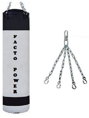 

FACTO POWER 6.5 Feet Long, P.U Material, WHITE & BLACK Color, Unfilled with Chain Hanging Bag(2.5, 30 kg)