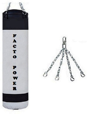 

FACTO POWER 6.5 Feet Long, P.U Material, WHITE & BLACK Color, Unfilled with Chain Hanging Bag(1.5, 18 kg)