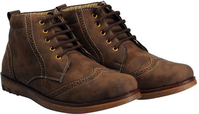 

FAUSTO Trendy Boots For Men(Bronze, Coffee