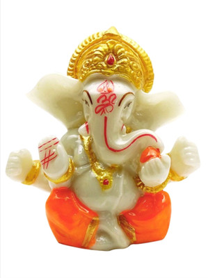 

Smstraders Big Mukut Ganesh Decorative Showpiece - 9 cm(Polyresin, Multicolor)