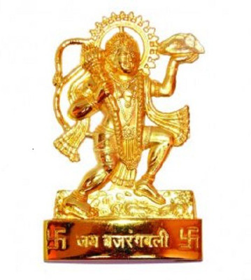 Craftsells Gold plated Hanuman ji Decorative Showpiece  -  10 cm(Brass, Gold)