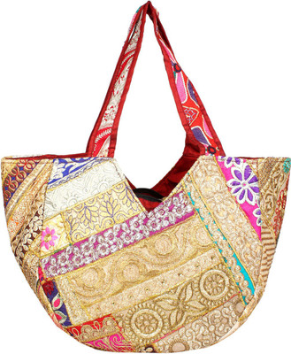 

Saashiwear Women Casual Gold Polyester Shoulder Bag