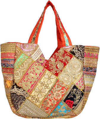 

Saashiwear Women Casual Gold Polyester Shoulder Bag