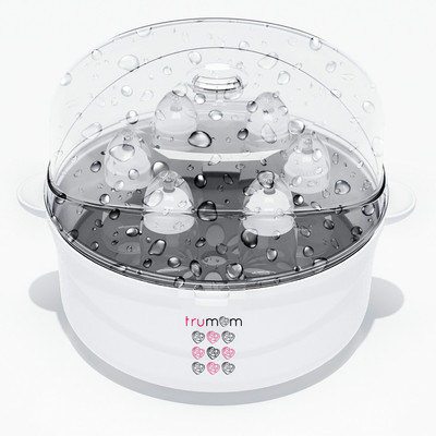 

Trumom Steam Safe Microwave babby Bottles Sterilizer(Fits 6 Bottles of all brands) Complete elimination in just 2 minutes - 6 Slots(Grey)