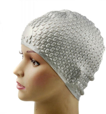 

Kaas Dotted Full head Swimming Cap Swimming Cap(Grey, Pack of 1)