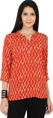 Chimpaaanzee Casual Regular Sleeve Printed Women Orange Top