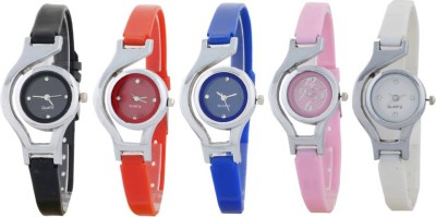keepkart GLORY White Black Blue Pink Red Combo Watches Pack Of - 5 For Woman And Girls Watch  - For Girls   Watches  (Keepkart)