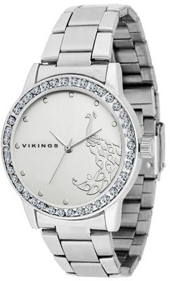 VIKINGS SILVER GREY DIAL PEACOCK PATTERN STYLE HEART TOUCHING PARTY WEAR WATCH FOR GIRLS Watch  - For Girls   Watches  (VIKINGS)