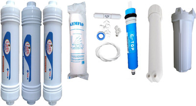 

Earth Ro System Earthrosystem 1 Year RO service Kit with Inline set and ctop membrane Solid Filter Cartridge(0.001, Pack of 11)