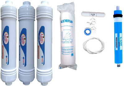 

Shopping Store 1 Year RO service Kit, 75 gpd membrane with Inline set Solid Filter Cartridge(0.001, Pack of 9)