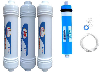 Shopping Store 1 Year RO service Kit with csm 80 membrane and Inline set Solid Filter Cartridge(0.001, Pack of 7)