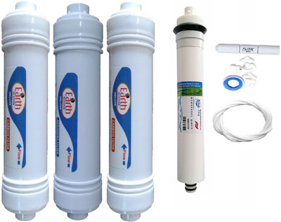 

Earth Ro System Earthrosystem 1 Year RO service Kit One hi-tech 75 gpd membrane with Inline set Solid Filter Cartridge(0.001, Pack of 8)
