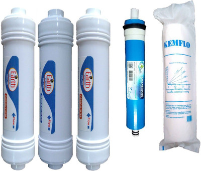 

Shopping Store 1 Year RO service Kit,earth75 gpd membrane with Inline set Solid Filter Cartridge(0.001, Pack of 5)