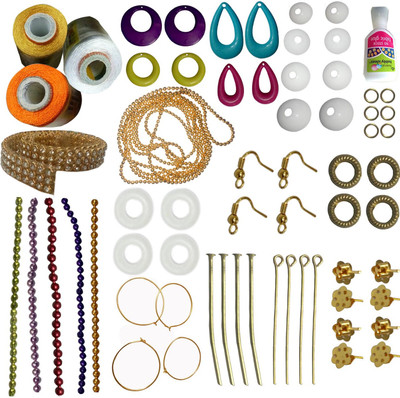 

craftkit jewellery making mini kit with orange, gold and white silk thread