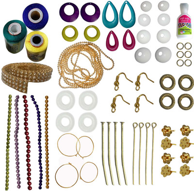 

craftkit Jewellery making mini kit with lemonyellow, blue and dark green silk thread