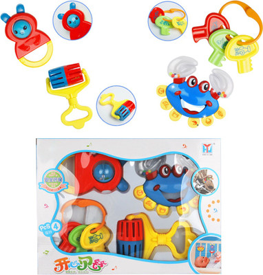 

BonZeal Hand Bells Teether Rattle Toy Rattle(Multicolor)