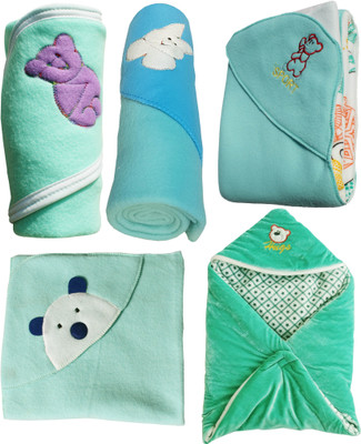 

My NewBorn Cartoon  Hooded Baby Blanket(Polyester, Green