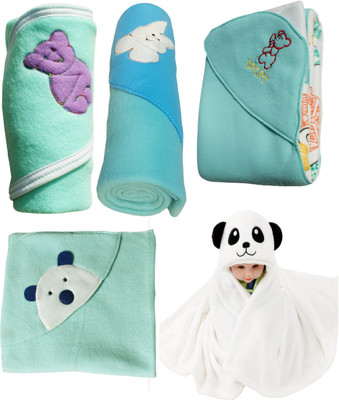 

My NewBorn Cartoon  Hooded Baby Blanket(Polyester, Green, White
