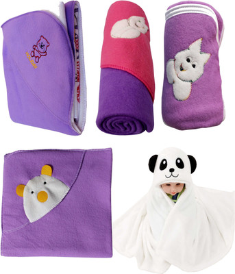 

My NewBorn Cartoon  Hooded Baby Blanket(Polyester, Purple, White