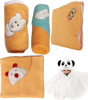 

My NewBorn Cartoon  Hooded Baby Blanket(Polyester, Beige, White
