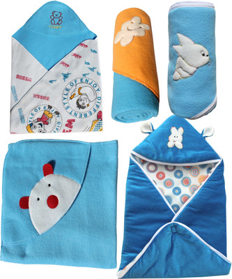 

My NewBorn Cartoon  Hooded Baby Blanket(Polyester, Blue