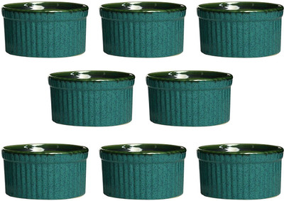

caffeine Dessert Serving Bowl Ceramic/Stoneware in Matte SeaGreen & Glossy Green Ramekins (Set of 8) Handmade Ceramic Bowl Set(Green, Pack of 8)