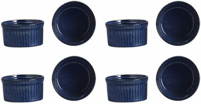

caffeine Dessert Ramekin Bowl in Blue Ferrous Handmade Ceramic Bowl Set(Blue, Pack of 8)
