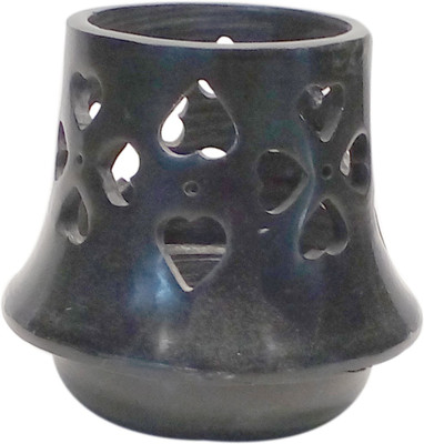 

VRS Handcrafted Candle holder for Home & Decor, Home Fragrance,Spa, Office, Tealight Candle Holders, for Home Decor , Table Decor , Corner Decor Stoneware 1 - Cup Tealight Holder(Black, Pack of 1)