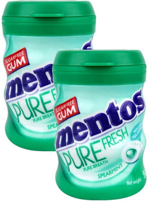 

Mentos Pure Fresh Gum Bottle, 28 pieces (56g Each) Spearmint Mouth Freshener(Pack of 2)