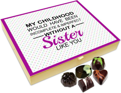 

Chocholik Rakhi Gift Box - My Childhood Is Incomplete Without My Sister Chocolate Box For Brother / Sister - 20pc Truffles(240 g)
