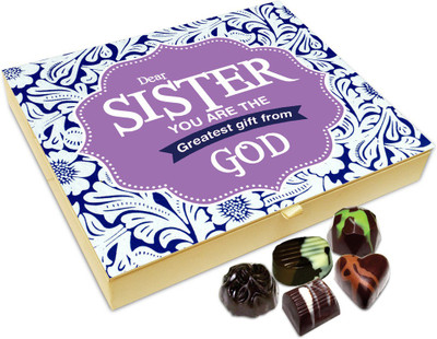

Chocholik Rakhi Gift - Hey Sister You Are The Greatest Gift From God Chocolate Box For Brother / Sister - 20pc Truffles(240 g)