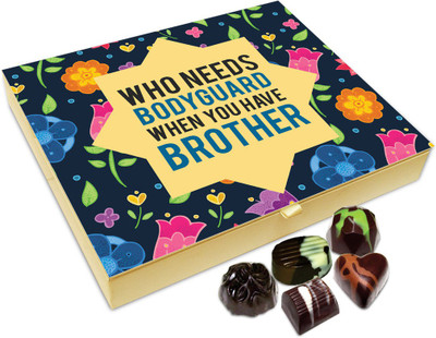 

Chocholik Rakhi Gift - Who Needs A Bodyguard When You Have Brother Chocolate Box For Brother / Sister - 20pc Truffles(240 g)