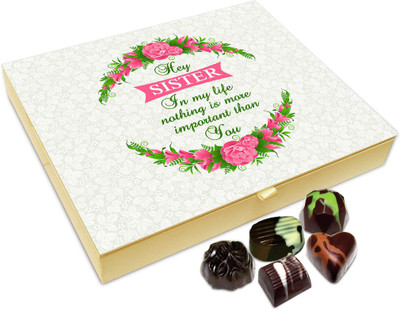 

Chocholik Rakhi Gift - Hey Sister Nothing Is Important Than You Chocolate Box For Brother / Sister - 20pc Truffles(240 g)