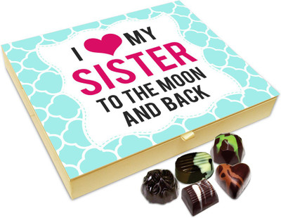 

Chocholik Rakhi Gift - I Love MY Sister To The Moon And Back Chocolate Box For Brother / Sister - 20pc Truffles(240 g)