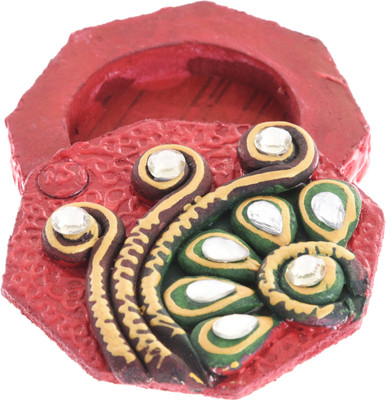 

My DT Lifestyle Red And Green Kundan Wooden Coin Box - 1 ml
