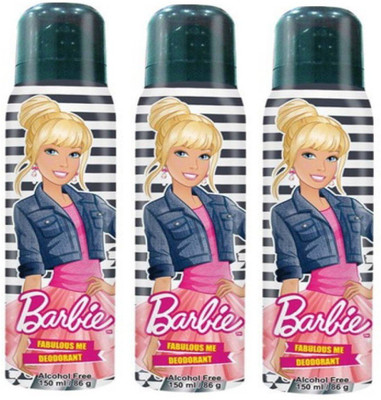 

Barbi Barbie Fabulous Me Deodorant Alcohol Free (150 ml x 3 pcs) Deodorant Spray - For Women(450 ml, Pack of 3)